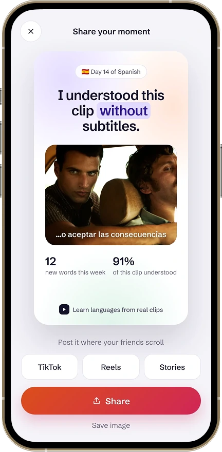Share card: I understood this clip without subtitles